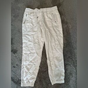 White linen athleta joggers